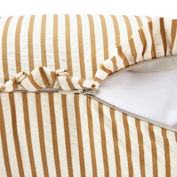 Iris Ticking Yellow Stripe Seersucker Frill Cushion - daals