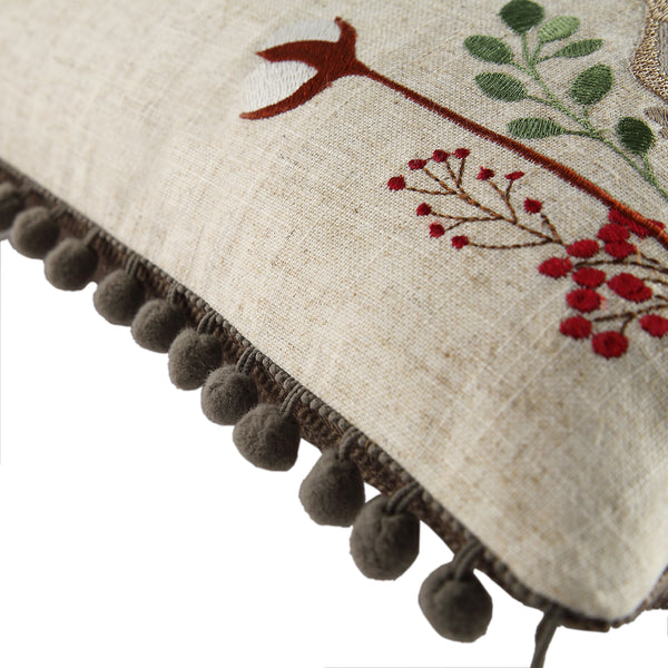 Country Collection Stag Embroidered Linen Blend Cushion