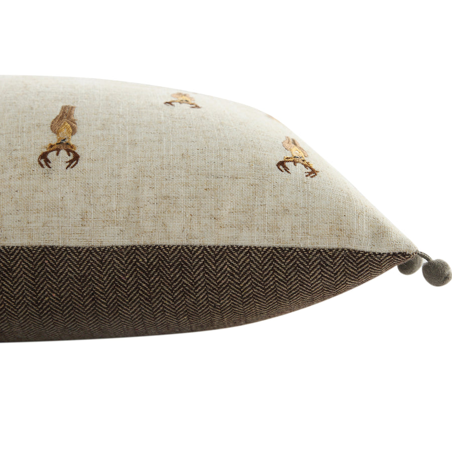 Country Collection Stag Repeat Embroidered Linen Blend Cushion - daals