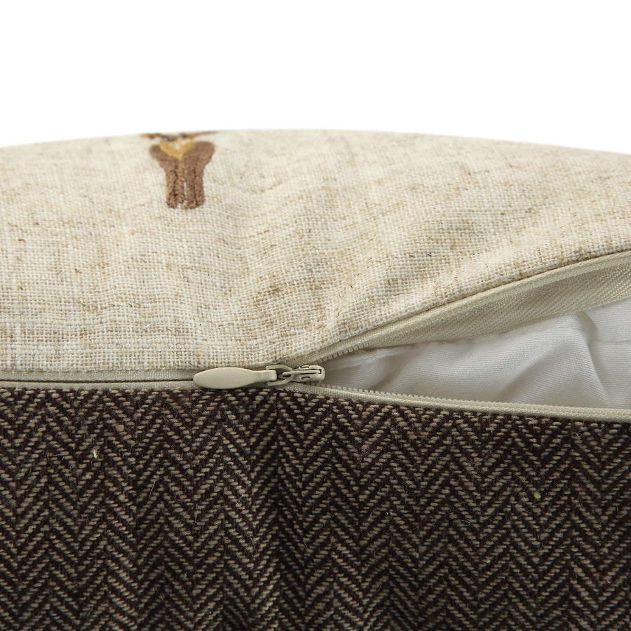 Country Collection Stag Repeat Embroidered Linen Blend Cushion - daals