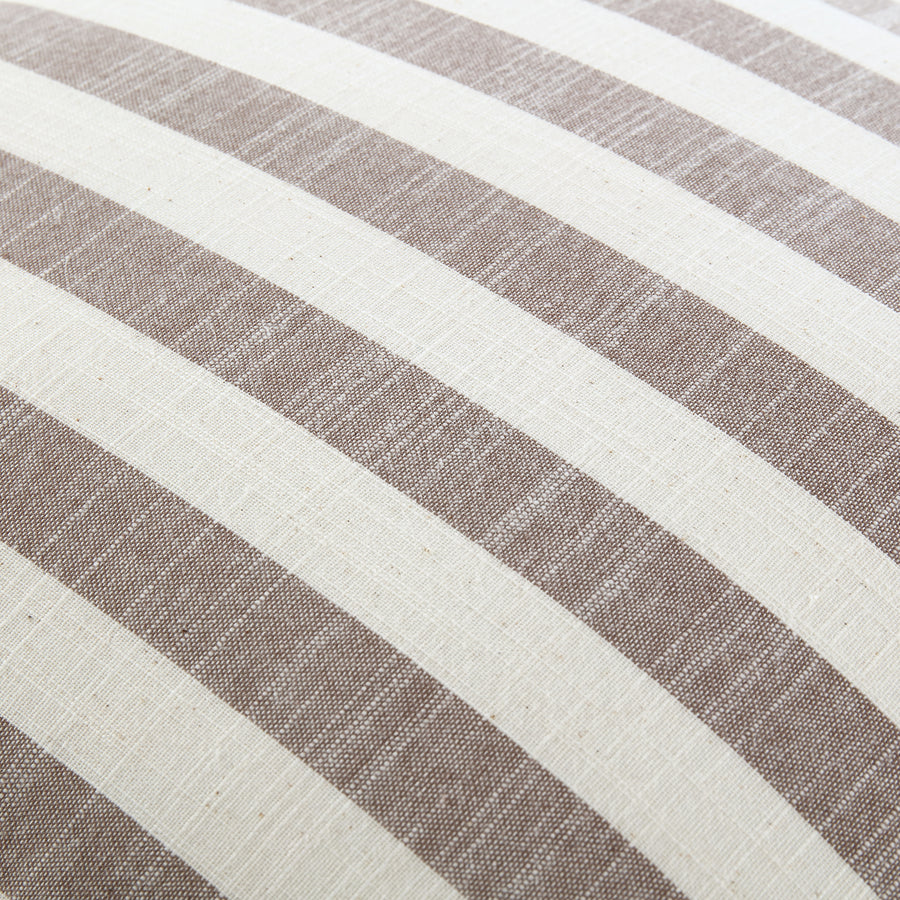Edith Reversible Linen Blend Beige Striped Frill Cushion