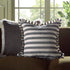 Edith Reversible Linen Blend Black Striped Frill Cushion - daals