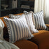 Edith Reversible Linen Blend Faded Denim Blue Striped Frill Cushion - daals