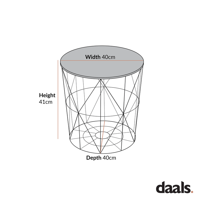 Koram Marble Effect Top Basket Side Table Golden Geometric Wire Frame End Table