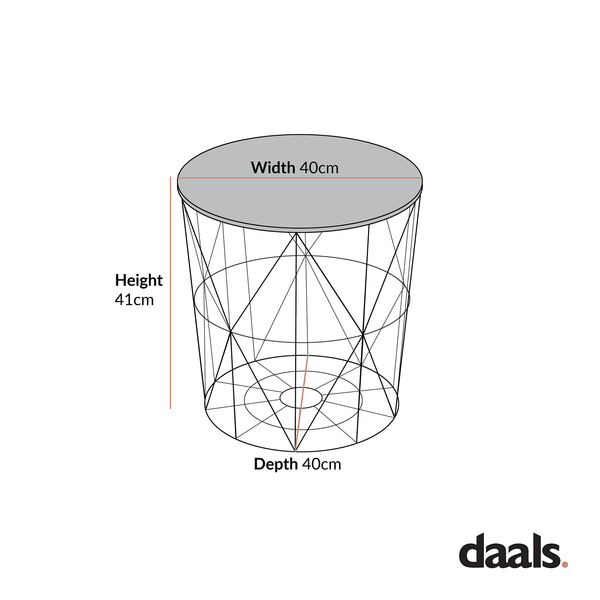 Koram Marble Effect Top Basket Side Table Golden Geometric Wire Frame End Table