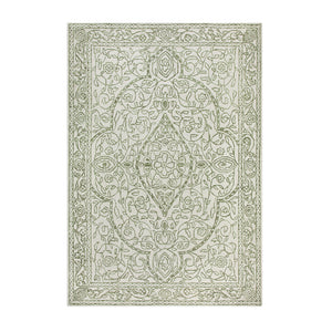 Eden Green Leaf Traditional Hand Tufted Wool Rug