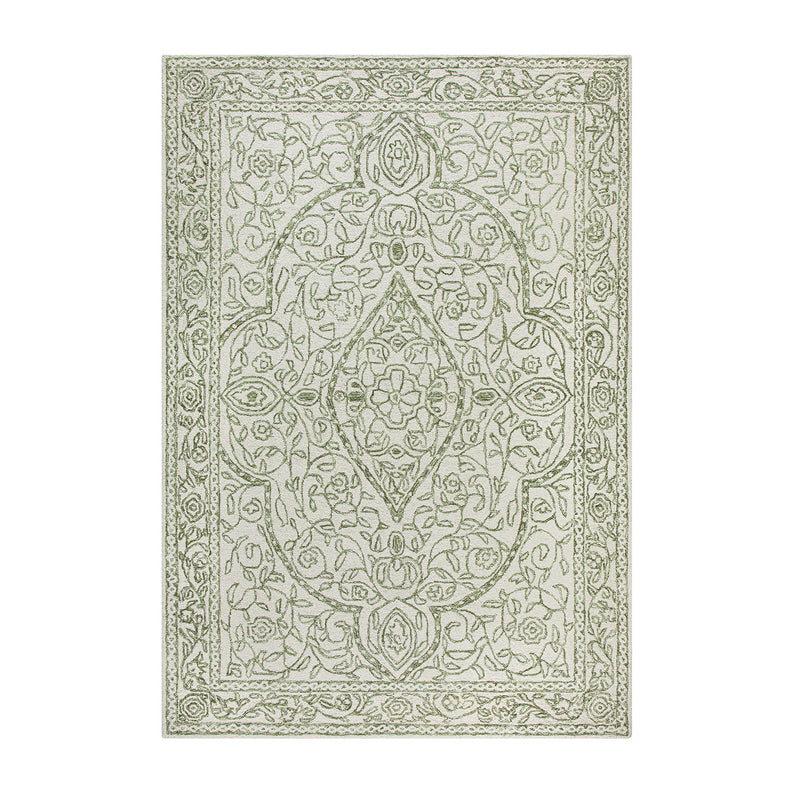 Eden Green Leaf Traditional Hand Tufted Wool Rug - daals