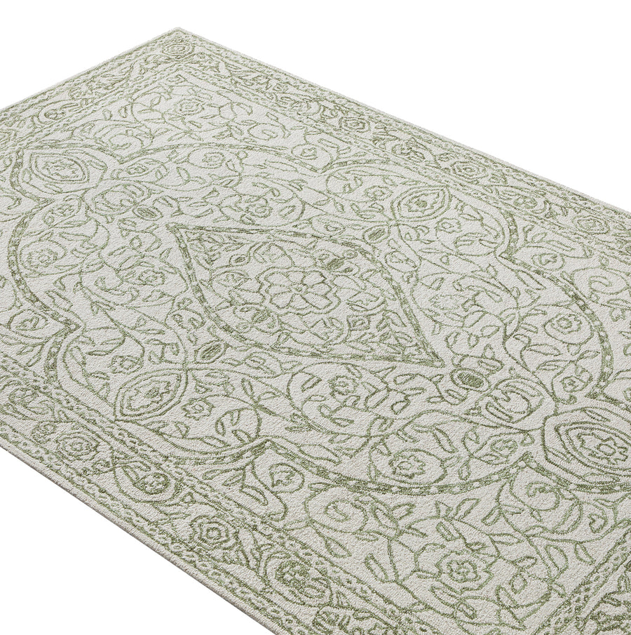 Eden Green Leaf Traditional Hand Tufted Wool Rug
