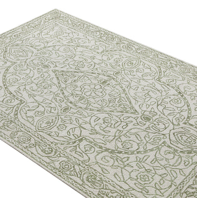 Eden Green Leaf Traditional Hand Tufted Wool Rug