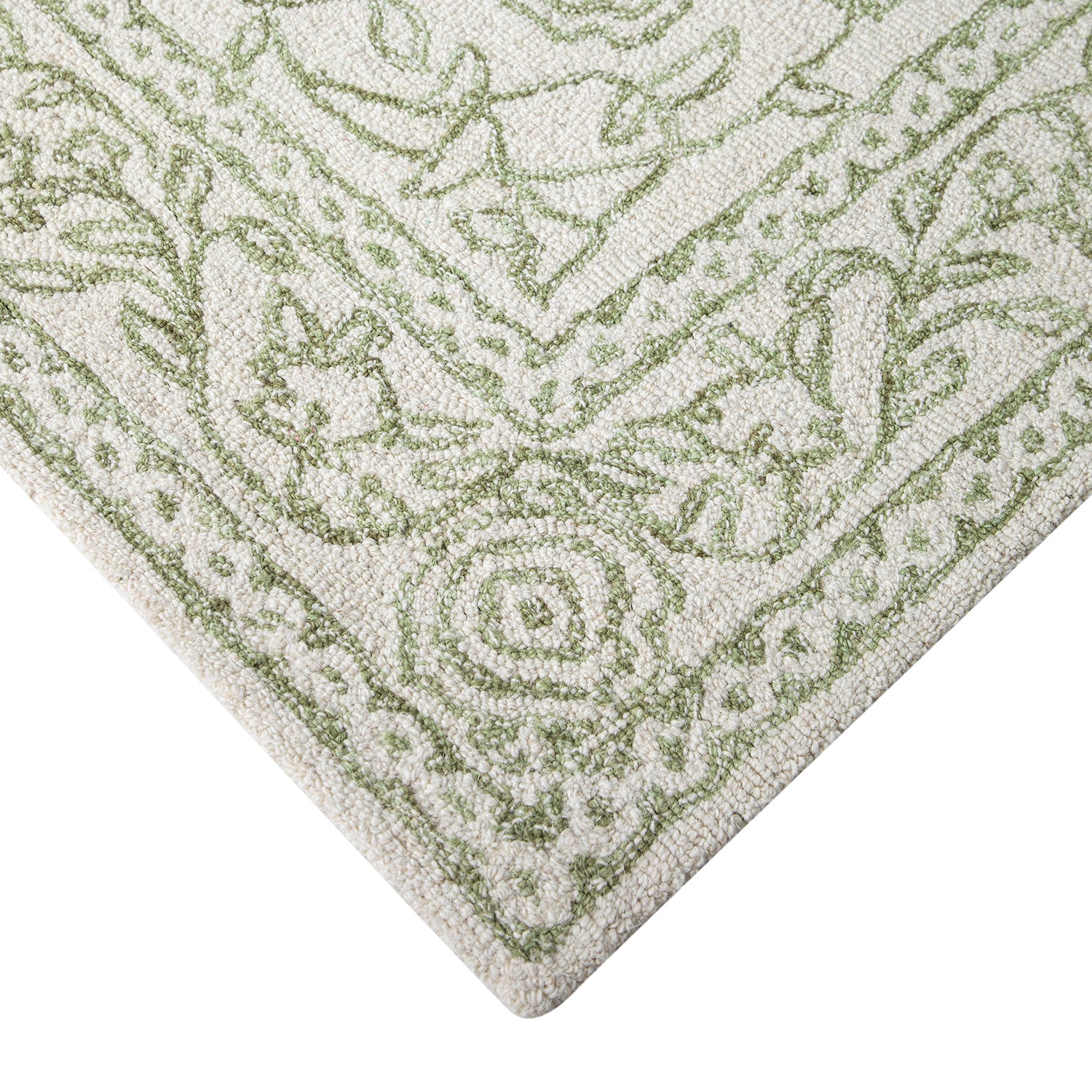 Eden Green Leaf Traditional Hand Tufted Wool Rug
