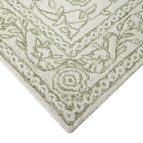 Eden Green Leaf Traditional Hand Tufted Wool Rug - daals