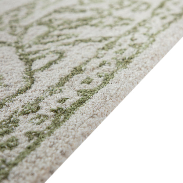 Eden Green Leaf Traditional Hand Tufted Wool Rug - daals