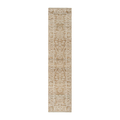 Florie Reversible Jute & Ivory White Wool Floral Jacquard Handwoven Runner
