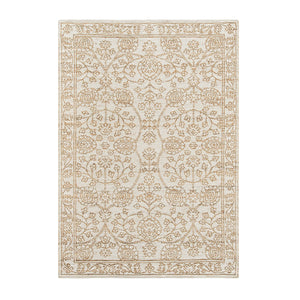 Florie Reversible Jute & Ivory White Wool Floral Jacquard Handwoven Rug