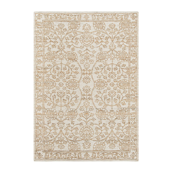 Florie Reversible Jute & Ivory White Wool Floral Jacquard Handwoven Rug