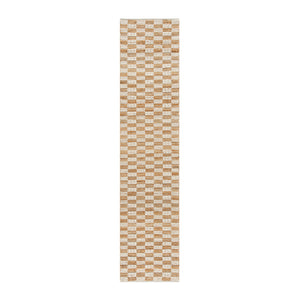 Leonie Check Natural & Ivory White Handwoven Wool & Jute Runner