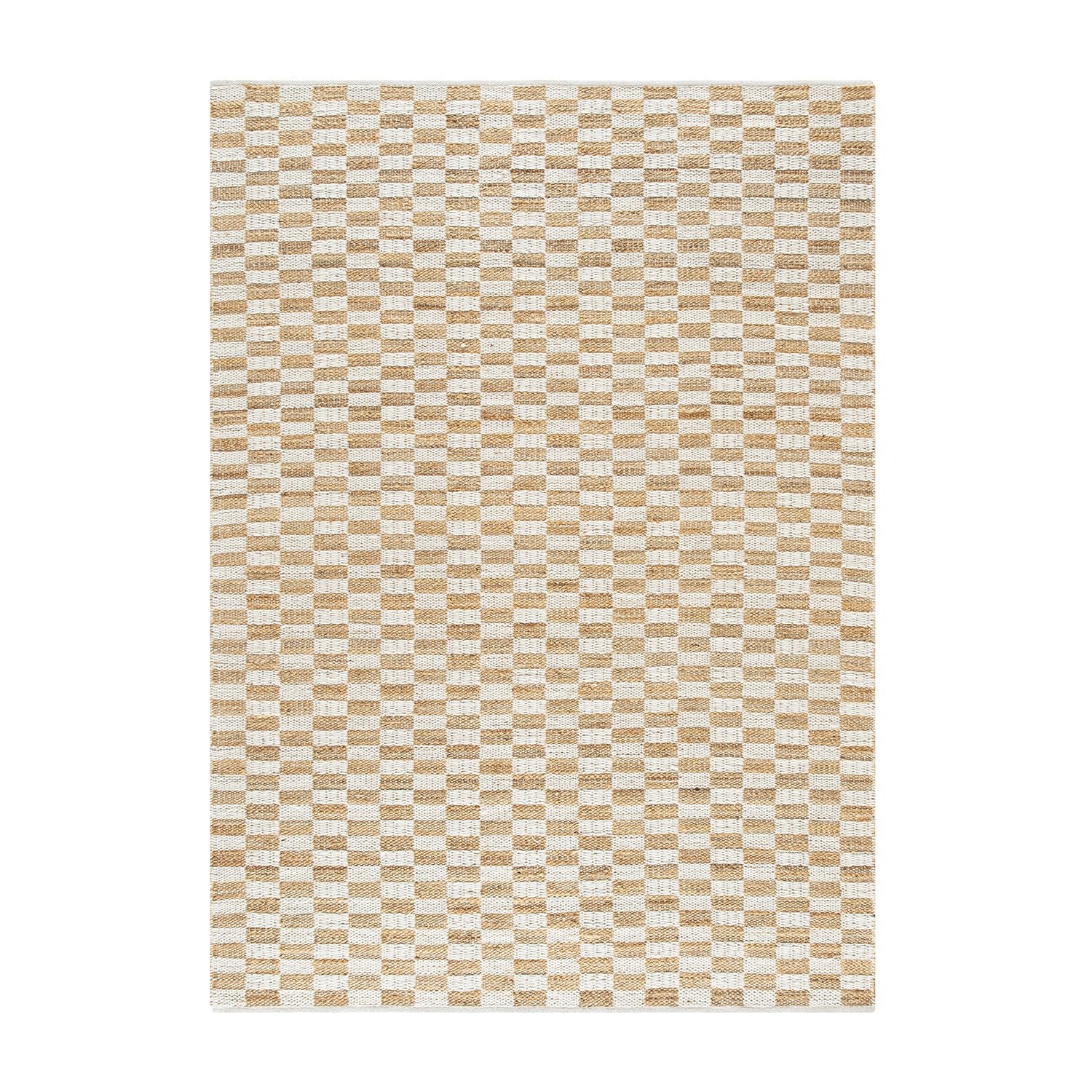 Leonie Check Natural & Ivory White Handwoven Wool & Jute Rug