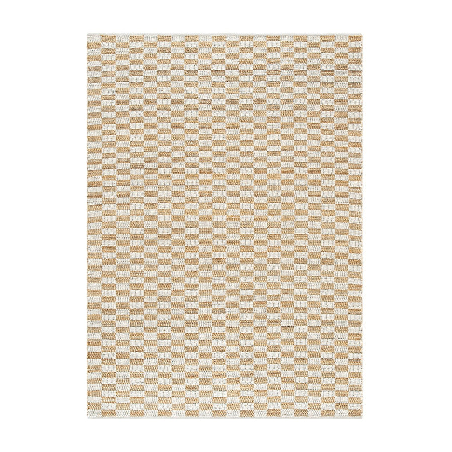 Leonie Check Natural & Ivory White Handwoven Wool & Jute Rug