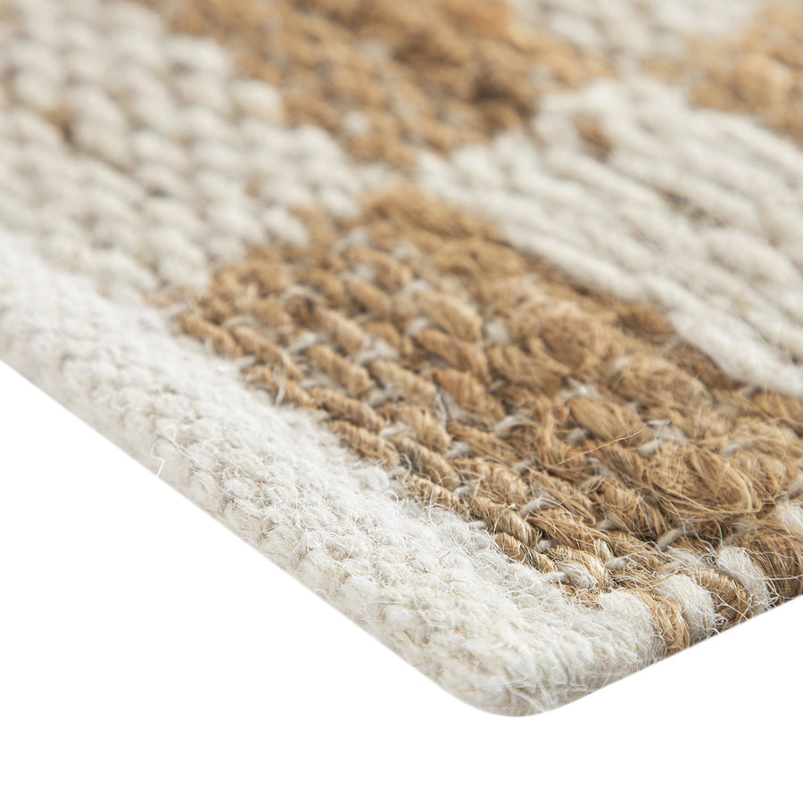 Leonie Check Natural & Ivory White Handwoven Wool & Jute Rug
