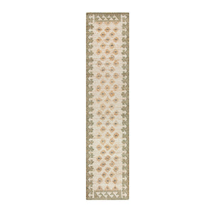 Safi Kilim Traditional Handwoven Jute & Cotton Natural & Olive Green Runner