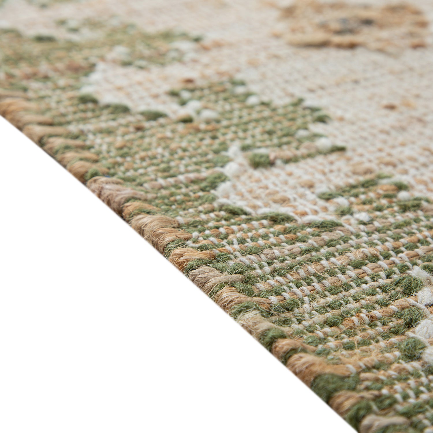 Safi Kilim Traditional Handwoven Jute & Cotton Natural & Olive Green Runner