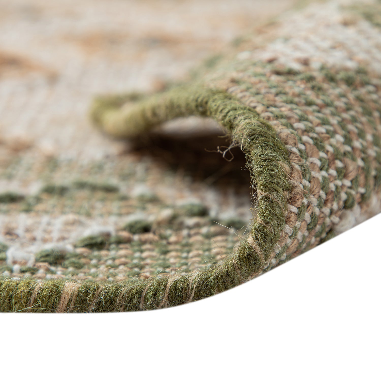Safi Kilim Traditional Handwoven Jute & Cotton Natural & Olive Green Runner