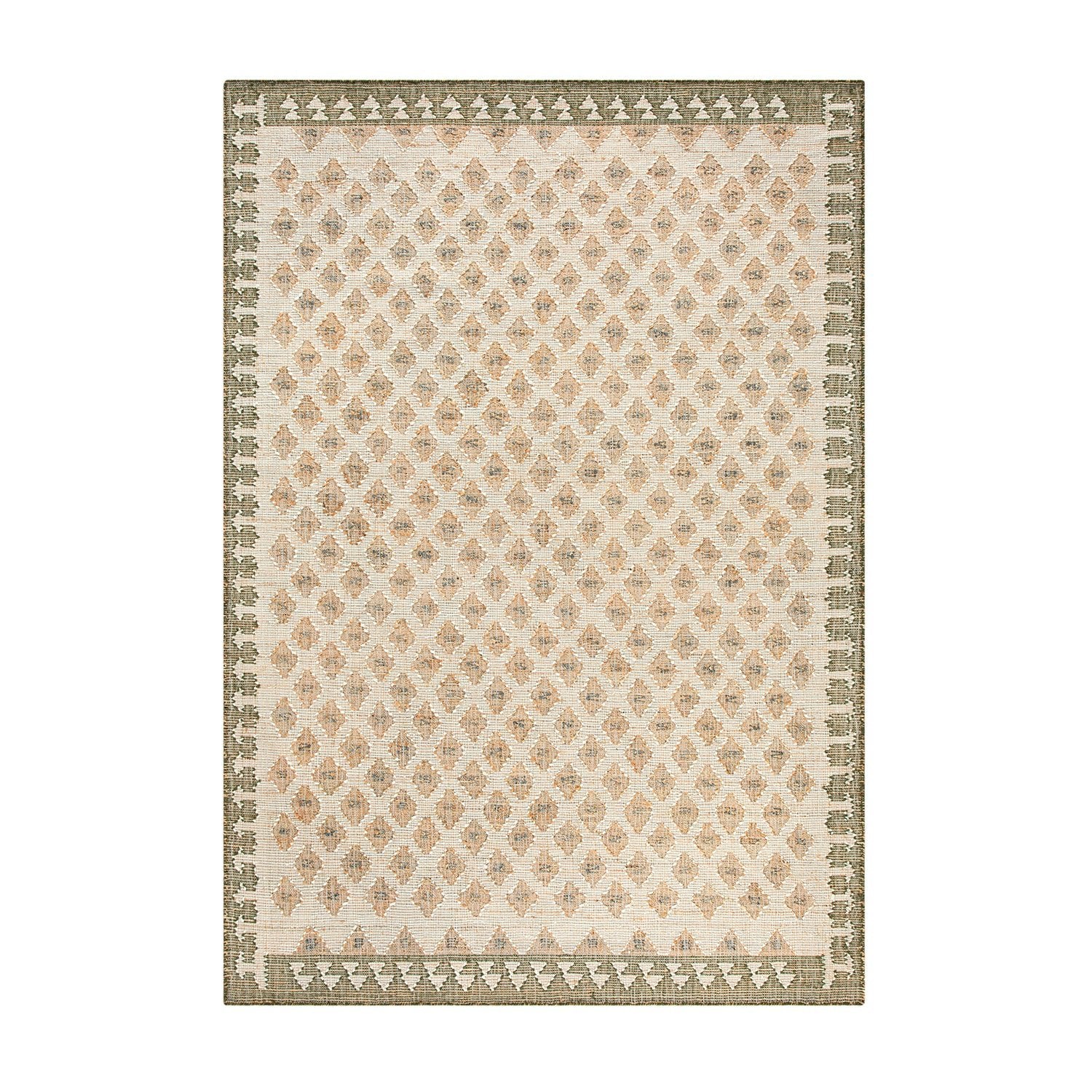 Safi Kilim Traditional Handwoven Jute & Cotton Natural & Olive Green Rug