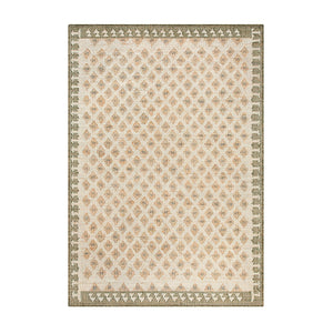 Safi Kilim Traditional Handwoven Jute & Cotton Natural & Olive Green Rug