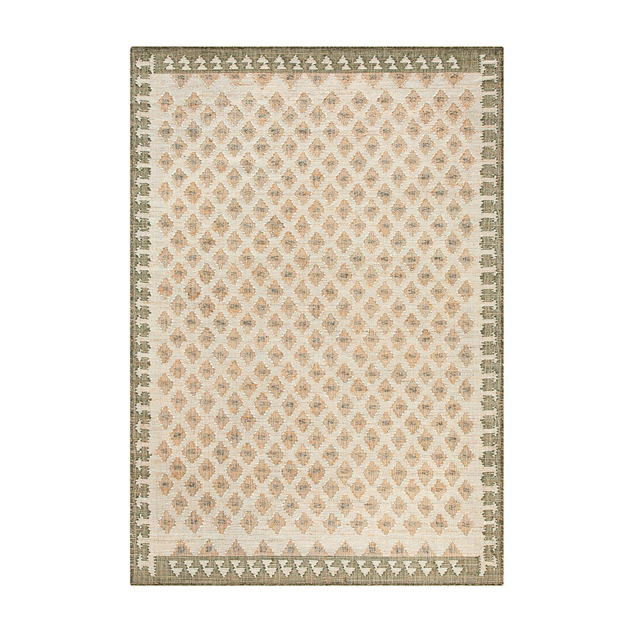 Safi Kilim Traditional Handwoven Jute & Cotton Natural & Olive Green Rug