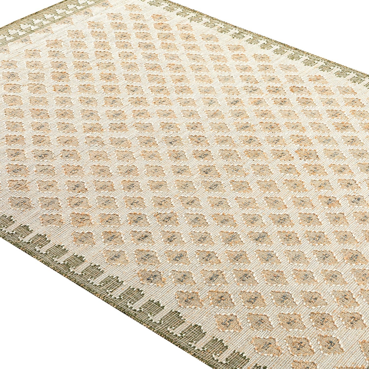 Safi Kilim Traditional Handwoven Jute & Cotton Natural & Olive Green Rug
