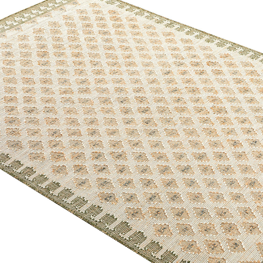 Safi Kilim Traditional Handwoven Jute & Cotton Natural & Olive Green Rug