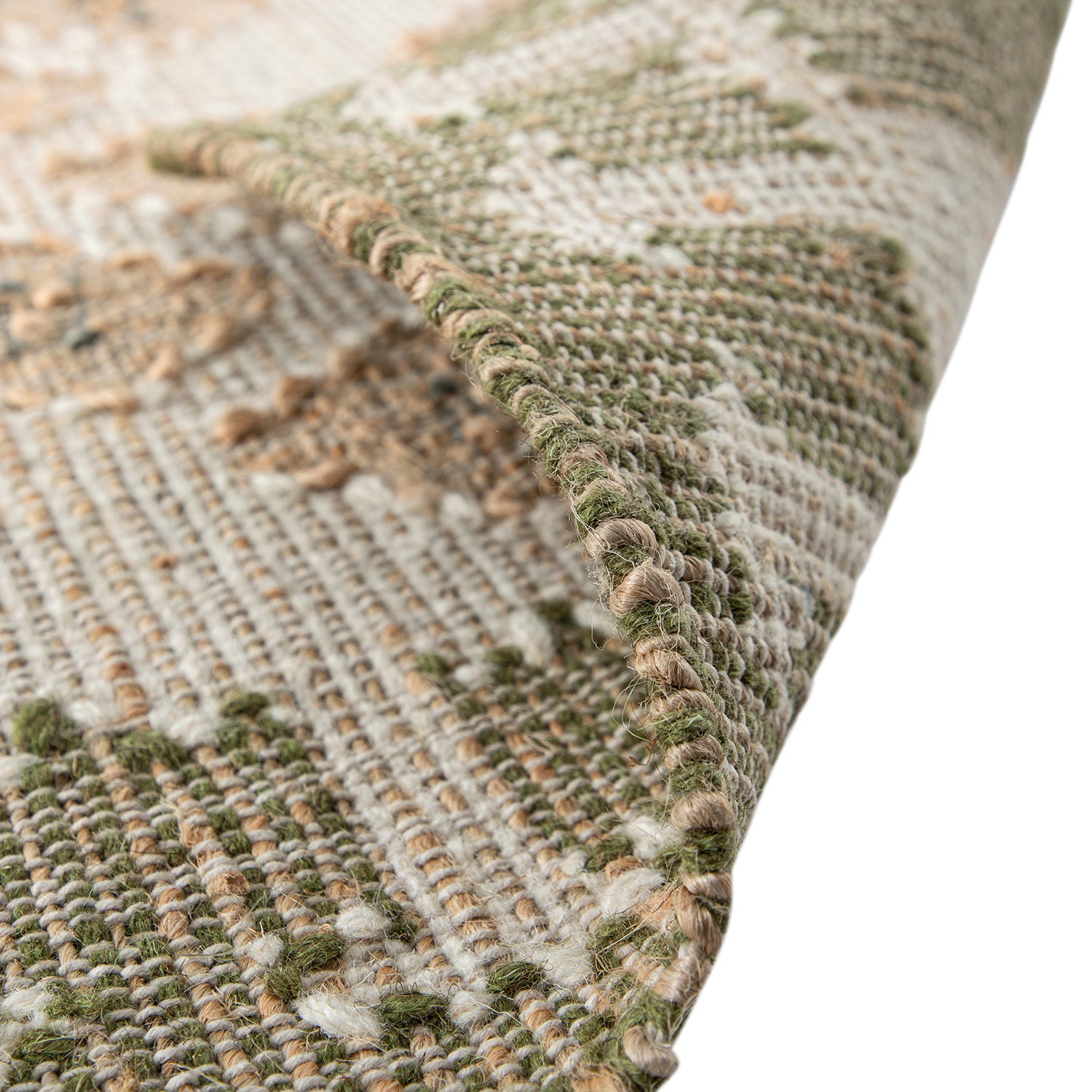 Safi Kilim Traditional Handwoven Jute & Cotton Natural & Olive Green Rug