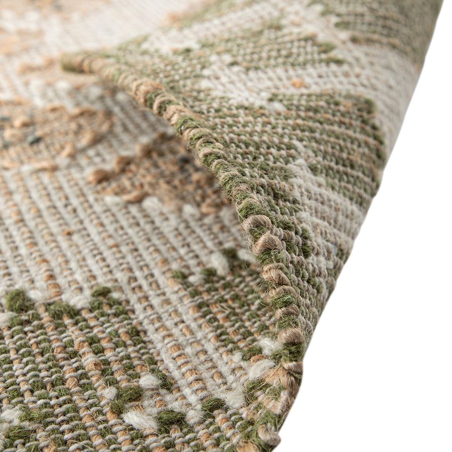 Safi Kilim Traditional Handwoven Jute & Cotton Natural & Olive Green Rug