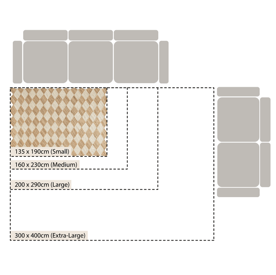 Tabitha Harlequin Diamond Scallop Natural & Bleached Jute Hand Braided Rug