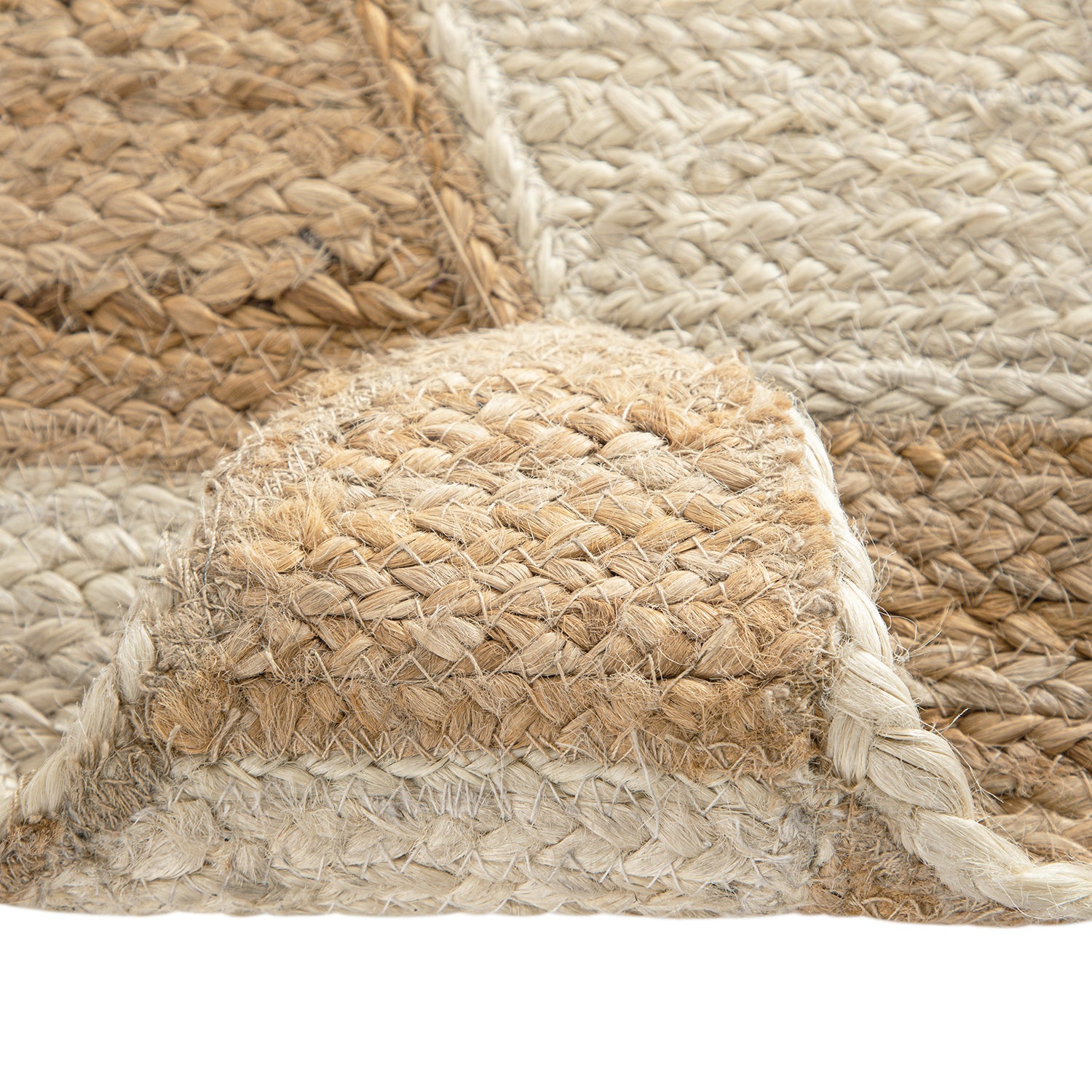 Tabitha Harlequin Diamond Scallop Natural & Bleached Jute Hand Braided Runner