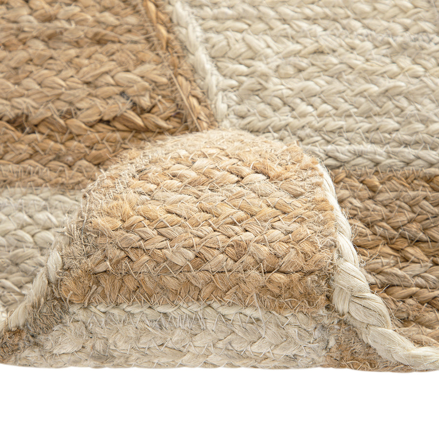 Tabitha Harlequin Diamond Scallop Natural & Bleached Jute Hand Braided Runner