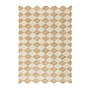 Tabitha Harlequin Diamond Scallop Natural & Bleached Jute Hand Braided Rug