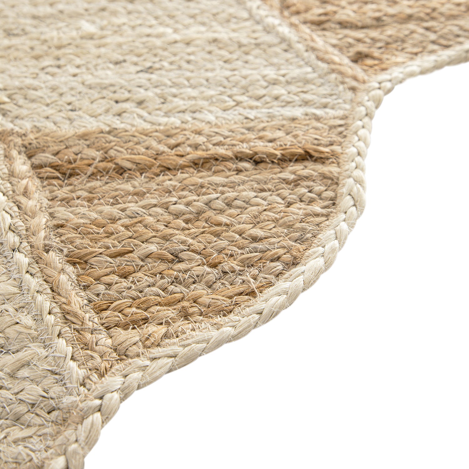 Tabitha Harlequin Diamond Scallop Natural & Bleached Jute Hand Braided Rug