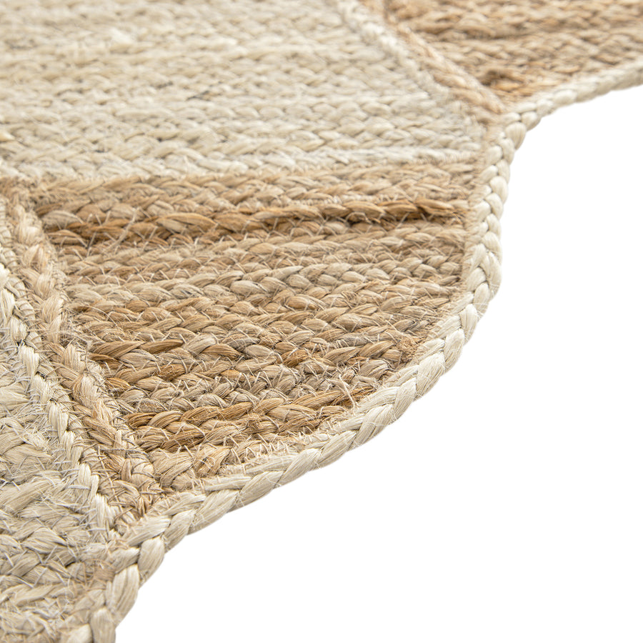 Tabitha Harlequin Diamond Scallop Natural & Bleached Jute Hand Braided Rug