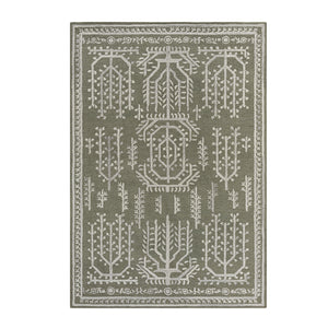 Varanasi Green Traditional Hand Tufted Wool Rug