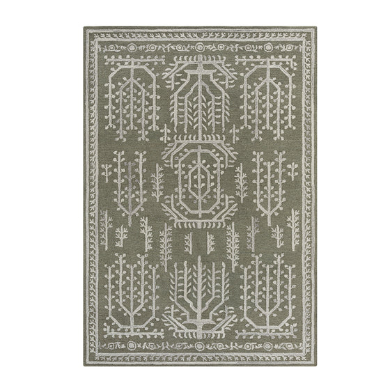 Varanasi Green Traditional Hand Tufted Wool Rug