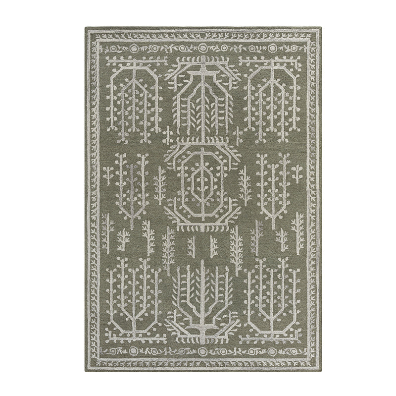 Varanasi Green Traditional Hand Tufted Wool Rug - daals