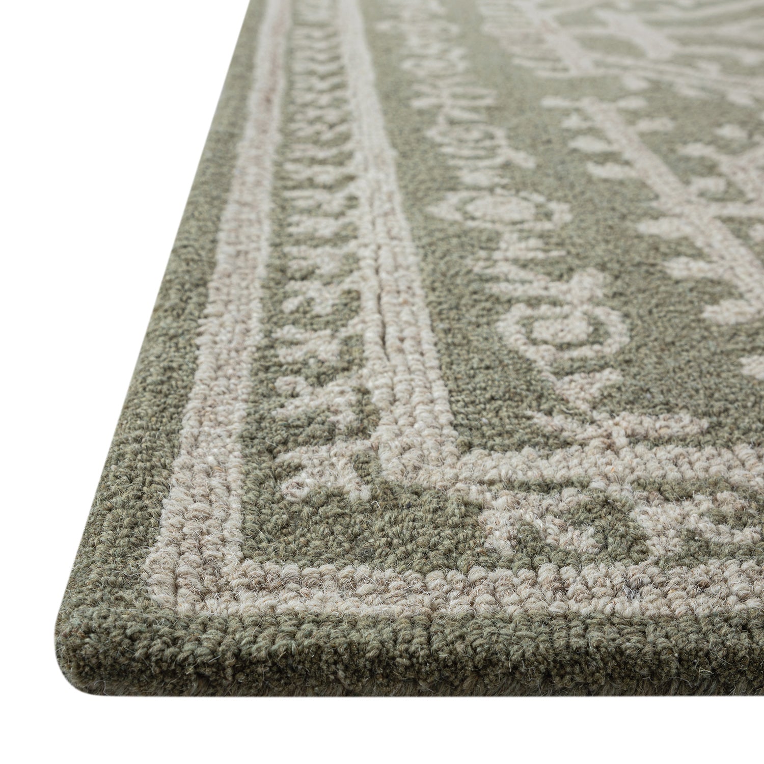 Varanasi Green Traditional Hand Tufted Wool Rug