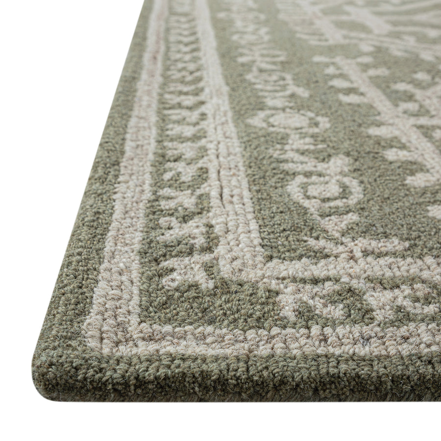Varanasi Green Traditional Hand Tufted Wool Rug