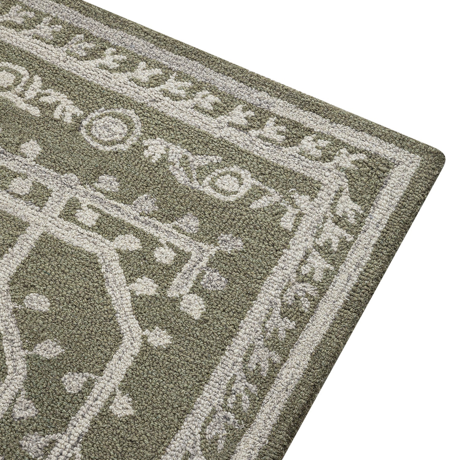 Varanasi Green Traditional Hand Tufted Wool Rug
