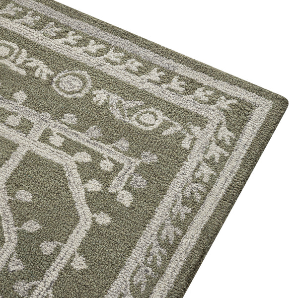 Varanasi Green Traditional Hand Tufted Wool Rug - daals