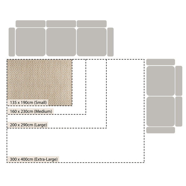 Veneta Natural & Ivory White Diamond Handwoven Wool & Jute Rug - daals