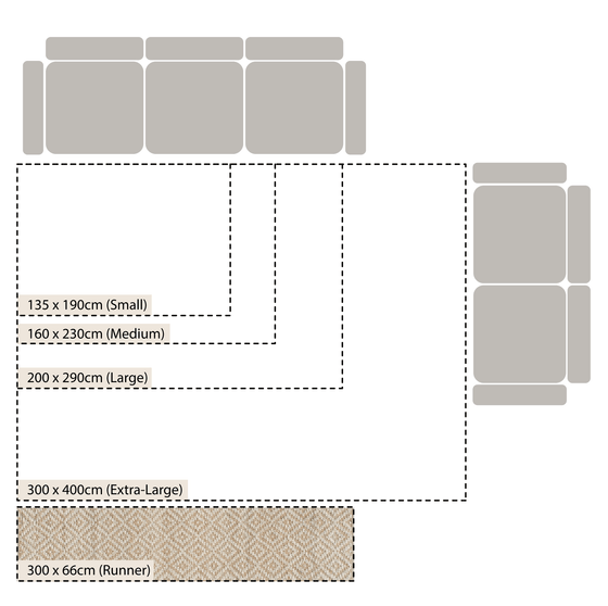 Veneta Natural & Ivory White Diamond Handwoven Wool & Jute Runner
