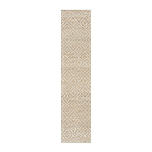 Veneta Natural & Ivory White Diamond Handwoven Wool & Jute Runner