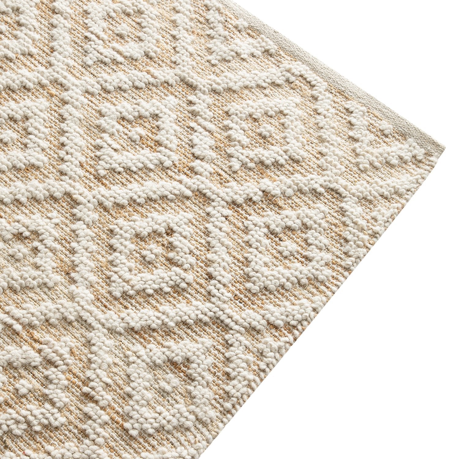 Veneta Natural & Ivory White Diamond Handwoven Wool & Jute Rug